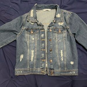 ripped jeans jacket - youth female size M!